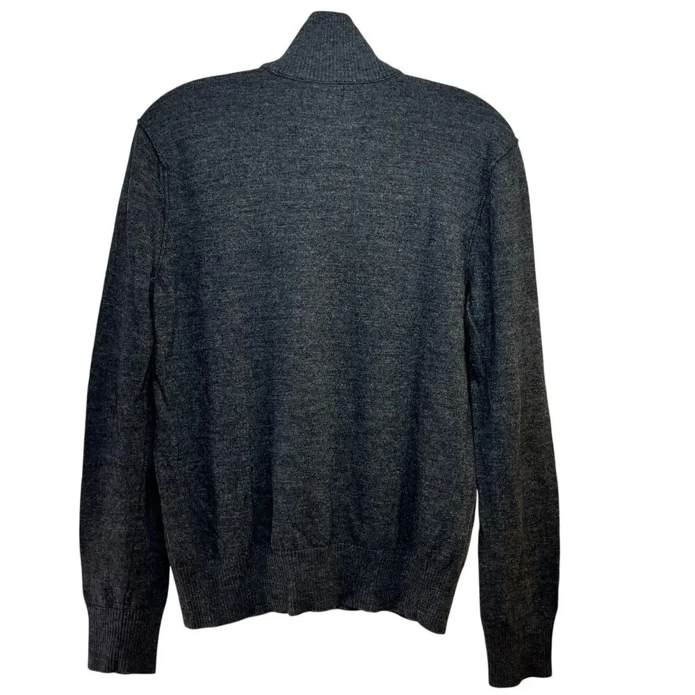 Merino Wool Sweater Mens Small Banana Republic Factory Gray Pullover 1/4 Zip L/S